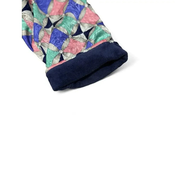 Cypress Multicolored Pattern Satin Terrycloth Lined Spa Heavyweight Robe - Picture 9 of 10